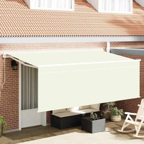 vidaXL Toldo com Cortina Creme 350 x 200 x 120 cm Tecido, Metal