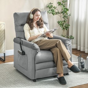 Poltrona Relax com Aquecimento Lombar e Massagem por Vibração Reclinável Função de Memória  82x99x106 cm Cinzento