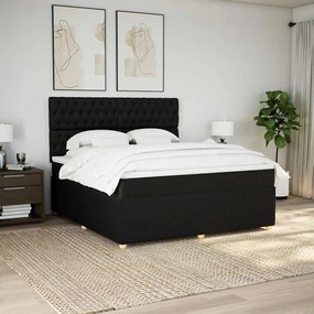 vidaXL Cama com molas/colchão 180x200 cm tecido preto