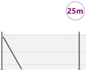 Cerca de Cadeia com 13 Postes Flangeados 0,8x25 m Aço Galvanizado