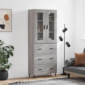 vidaXL Armário alto 69,5x34x180 cm derivados de madeira sonoma cinza
