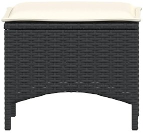 3 pcs conjunto de jantar p/ jardim c/ almofadões vime PE preto