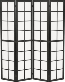 HOMCOM Biombo interior dobrável 4 painéis 160 x 170 cm separador de ambientes para sala quarto casa, preto | Aosom Portugal