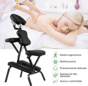 Cadeira de massagem dobrável ajustável em altura ajustável para tatuagens Cadeira de estética para SPA Leve e portátil com saco de transporte 46 x 54,