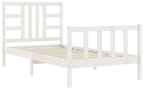 Estrutura de cama com cabeceira 90x190 cm madeira maciça branco