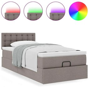 Cama otomana com colchão 100x200 cm tecido cinza