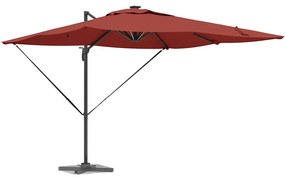 Parasol Cantilever Roma da com LEDs em terracota - 286 x 285 x 270 cm,