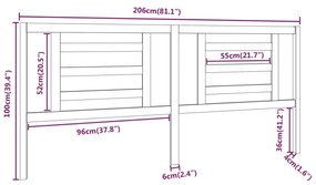 Cabeceira de cama 206x4x100 cm pinho maciço preto