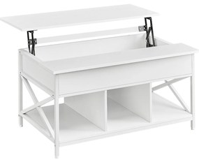 Mesa de centro ajustável em altura para sala de estar 60 x 100 x (48-62) Branca