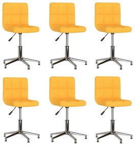 vidaXL Cadeiras de jantar giratórias 6 pcs tecido amarelo mostarda