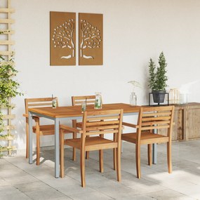 Mesa de Jardim vidaXL 150x90x75 cm em Madeira de Acácia Sólida e Metal