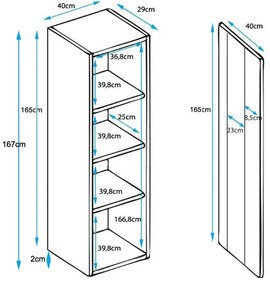 Vitrine Rialba de 167cm com Luzes LED - Preto - Design Moderno
