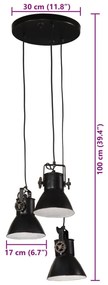 Candeeiro suspenso 25 W 30x30x100 cm E27 preto