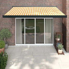 vidaXL Toldo retrátil 3x2,5 m tecido e alumínio amarelo e branco