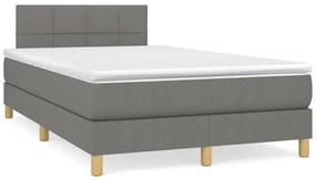 Cama box spring c/ colchão e LED 120x190 cm tecido cinza-escuro