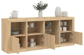vidaXL Aparador com luzes LED 164x37x67 cm carvalho sonoma