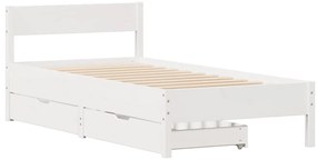 Cama sem colchão 90x190 cm madeira de pinho maciça branco