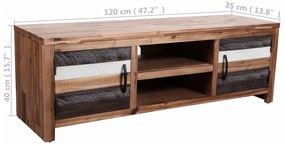 Móvel de TV em madeira de acácia maciça 120x35x45 cm