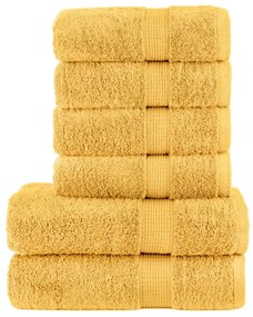 6pcs Conjunto toalhas banho premium SOLUND 600gsm dourado