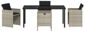 Conjunto de Jantar de 5 Peças vidaXL com Almofadas Cinza Claro de Ratt