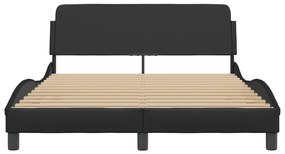 Estrutura cama c/ cabeceira 140x200 cm couro artificial preto