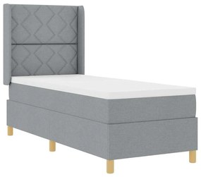 Cama Box Spring vidaXL com Colchão &amp; Luz LED Cinza Claro 80x200 cm Tec