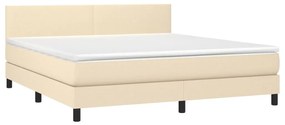 Cama box spring c/ colchão e LED 160x200 cm tecido cor creme