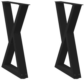Pés para mesa de jantar 2 peças preto 60x(72-73,3) cm aço