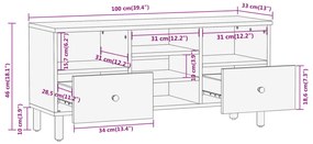 Móvel de TV 100x33x46 cm madeira de mangueira maciça