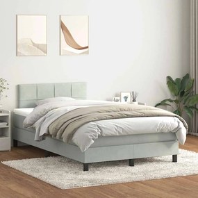 vidaXL Cama boxspring c/ colchão 120x220 cm veludo cinzento-claro