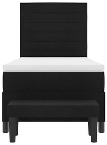 Cama Box com Colchão e Banco Preto 100x200 cm Tecido