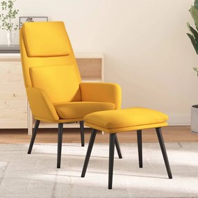3097775 vidaXL Cadeira de descanso com banco tecido amarelo mostarda