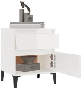 Mesa de cabeceira 40x35x50 cm branco brilhante