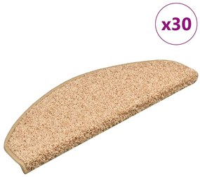 vidaXL Tapetes de escadas 30 pcs 65x21x4 cm dourado