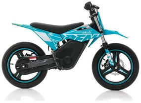 Mini moto elétrica para crianças velocidade até 30Km/h C/Limitador RFN SX-E350 WARRIOR 350W Supermotard 14/14” Azul Celeste