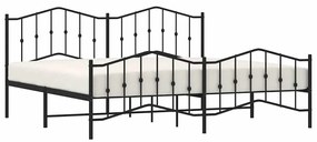 Estrutura de cama com cabeceira e pés 193x203 cm metal preto