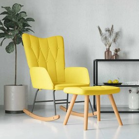 vidaXL Cadeira de baloiço com banco tecido amarelo mostarda