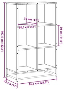 Estante 65,5x33x107,5 cm derivados de madeira cinzento sonoma