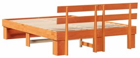 Estrutura da Cama Castanho-mel 160 x 200 cm Madeira de Pinheiro