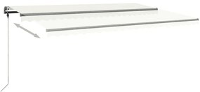 Toldo retrátil manual com LED 500x300 cm cor creme