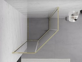 Mexen Exo-R cabina de duche pentagonal com porta de abrir 90 x 90 cm, transparente, dourada - 812-090-090-50-00