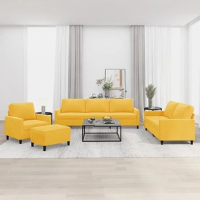 vidaXL 4 pcs conjunto de sofás com almofadões veludo amarelo