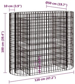 Canteiro elevado/cesto gabião 120x50x100 cm ferro galvanizado