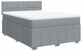 Cama com molas/colchão 140x190 cm tecido cinzento-claro