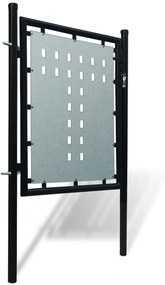 Portão de cerca com porta única 100x125 cm preto
