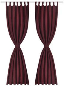 Cortinas de cetim com laços, 2 pcs, bordô, 140 x 245 cm