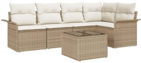 Conjunto de Sofá para Jardim com 6 Peças e Almofadas Marrom em Rattan