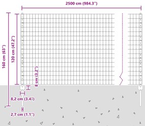 Cerca Euro com 22 Postes Cinza 1,2x25 m Aço