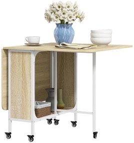 HOMOM Mesa de Cozinha Dobrável Mesa de Refeição Dobrável com Rodas Lat
