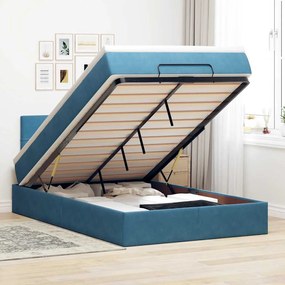 vidaXL Estrutura cama otomana colchão 120x200cm veludo azul escuro